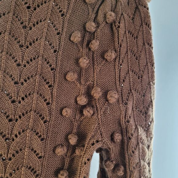 Tularosa Achilles sweater chocolate brown pompom from Revolve. Sold out online - Picture 4 of 12